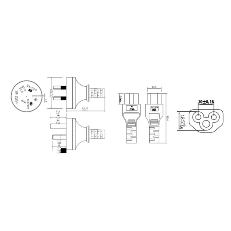 Conjuntos de cables de alimentación de CA personalizados (estándar de China)