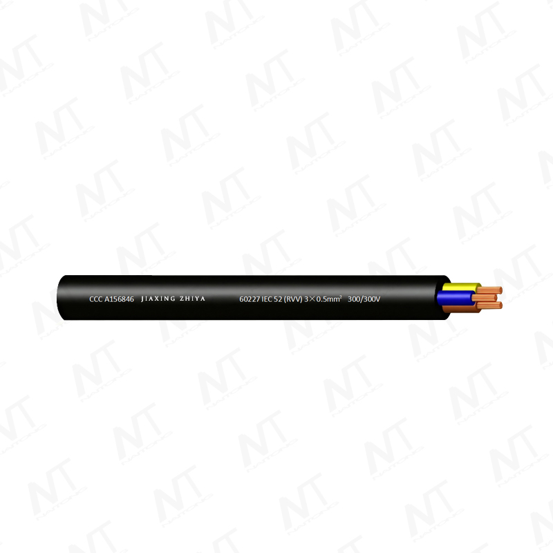 60227 IEC 52 (RVV) Alambre flexible revestido de PVC ligero con núcleo de cobre de 300/300 V