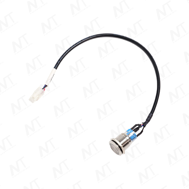 Interruptor de botón iluminado de metal con reinicio automático de 16 mm para arnés de cable de terminal XH3P