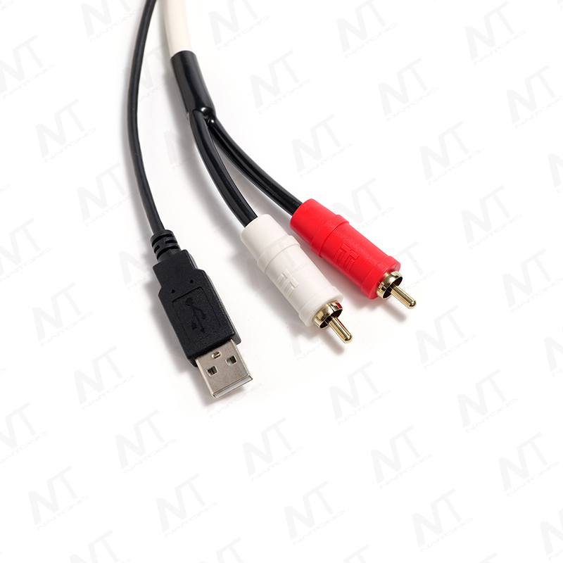 Arnés de cable de audio USB+3,5 mm+RCA integrado en el vehículo/marino/arnés RCA
