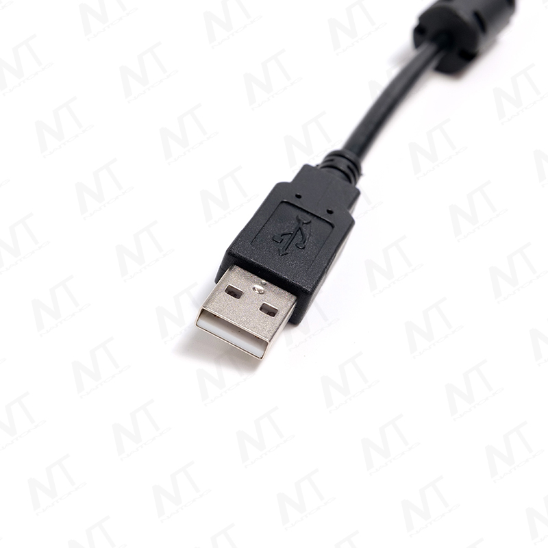 Cable de datos EMI USB macho a macho de doble anillo de ferrita