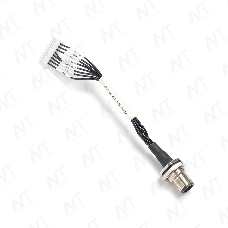 Arnés de cable adaptador de sensor impermeable para montaje en panel macho/hembra M12