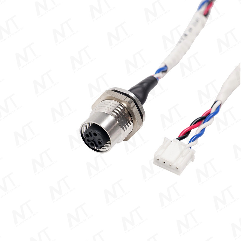 Arnés de cable adaptador de sensor impermeable para montaje en panel macho/hembra M12