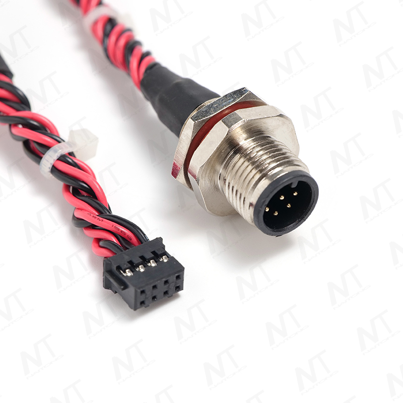 Arnés de cable adaptador de sensor impermeable para montaje en panel macho/hembra M12