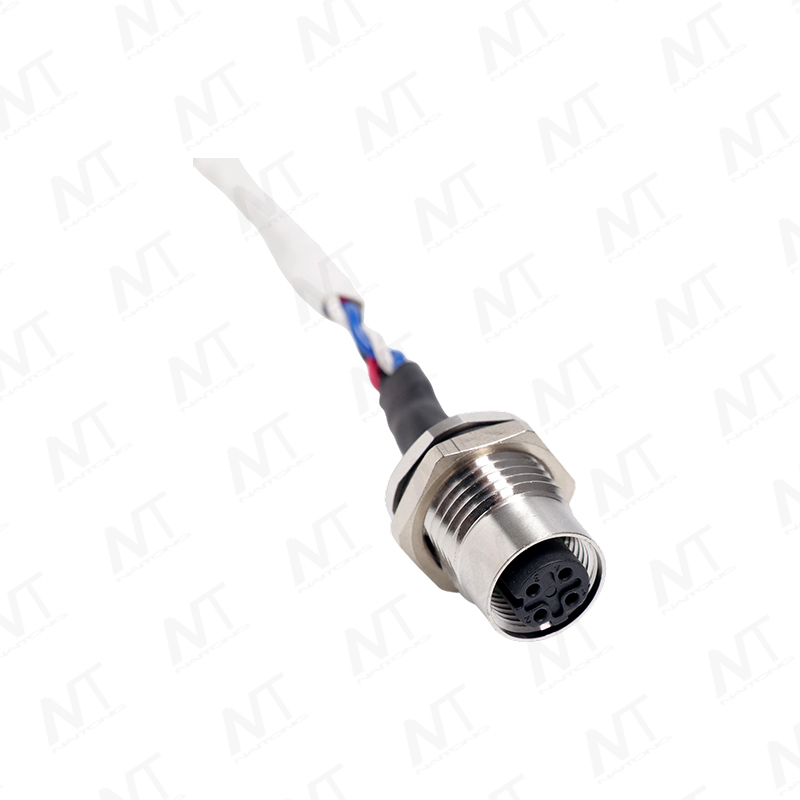 Arnés de cable adaptador de sensor impermeable para montaje en panel macho/hembra M12