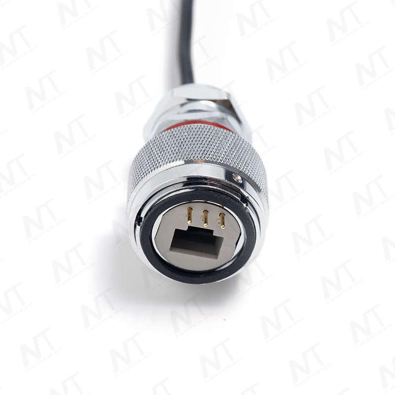 Arnés de cable de señal con conector de aviación impermeable al RJ45 + Arnés de alimentación / dispositivo médico de 3 pines