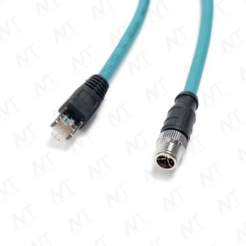 Arnés de cables para dispositivos médicos Ethernet industriales (enchufe de aviación circular RJ45 a M12)