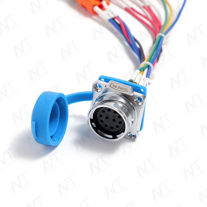 Arnés de cables integrado con conector de aviación impermeable de 12 pines CNLINKO